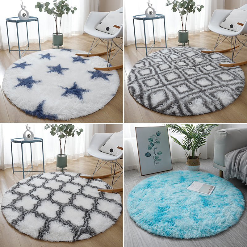Lässiger Heimdekor-Teppich, mehrfarbiger Teppich mit Batikmuster, Kunstwolle, waschbarer Teppich mit rutschfester Rückseite