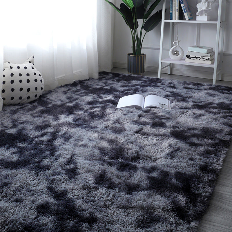 Multi Color Bedroom Rug Comfort Tie Dye Printed Indoor Rug Faux Wool Non-Slip Backing Pet Friendly Rug