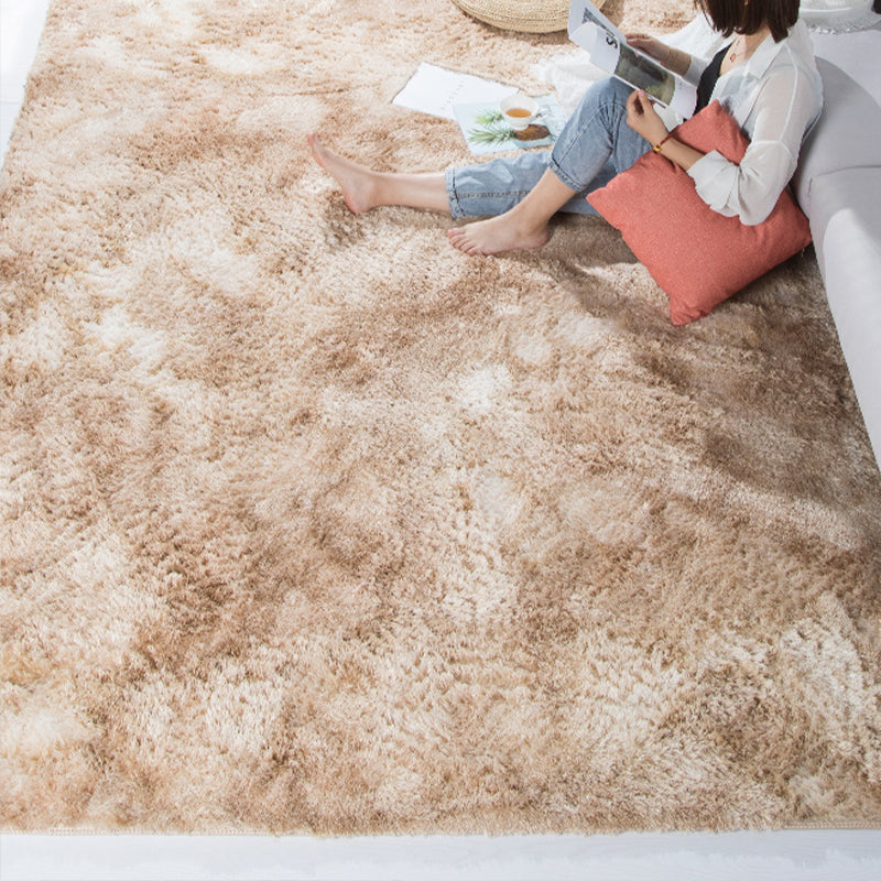 Calming Decoration Rug Multi Color Tie Dyed Pattern Area Rug Faux Fur Machine Washable Anti-Slip Backing Carpet