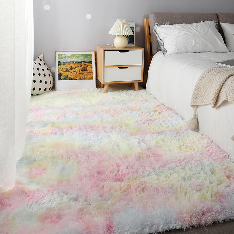 Entspannende Schlafzimmer Teppich mehrfarbig Krawattengedruckte Fläche Teppich Faux Pel
