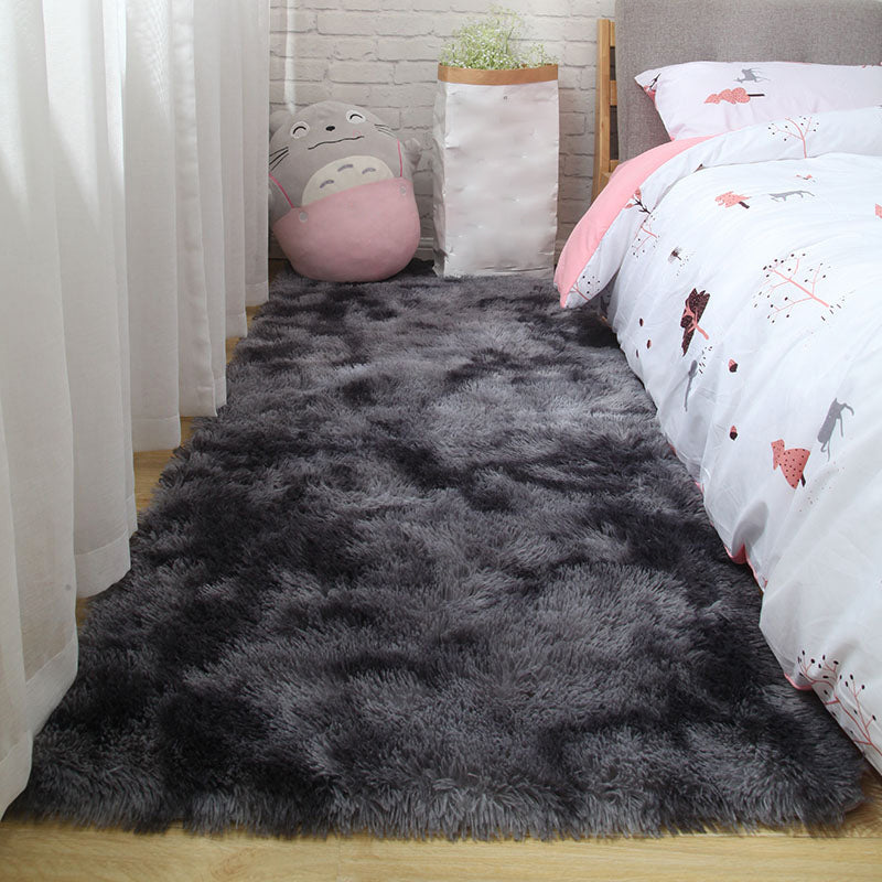 Western Plain Rug Multi-Colored Faux Wool Indoor Rug Washable Anti-Slip Backing Area Carpet for Bedroom