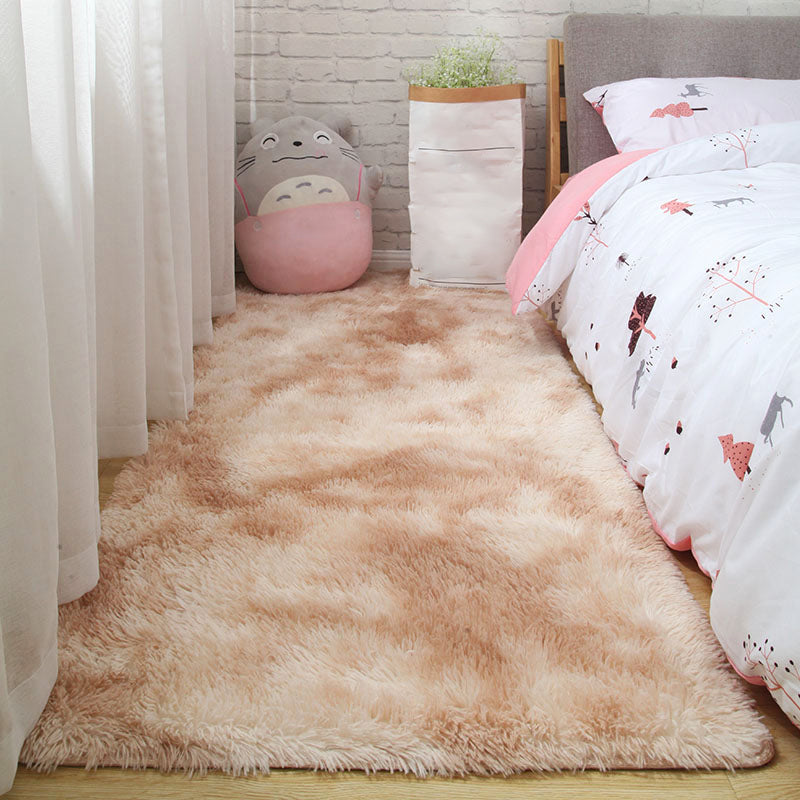 Western Plain Rug Multi-Colored Faux Wool Indoor Rug Washable Anti-Slip Backing Area Carpet for Bedroom