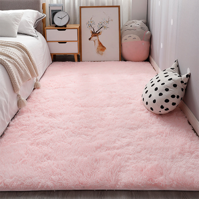 Comfort Bedroom Rug Multi-Colored Plain Area Carpet Faux Fur Anti-Slip Backing Washable Indoor Rug