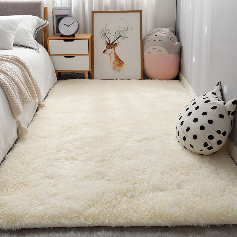 Comfort Bedroom Rug Multi-Colored Plain Area Carpet Faux Fur Anti-Slip Backing Washable Indoor Rug