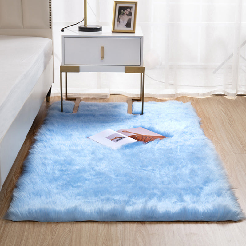 Natural Solid Color Rug Multi Color Fluffy Carpet Easy Care Machine Washable Area Rug for Bedroom