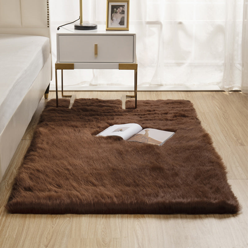 Natural Solid Color Rug Multi Color Fluffy Carpet Easy Care Machine Washable Area Rug for Bedroom