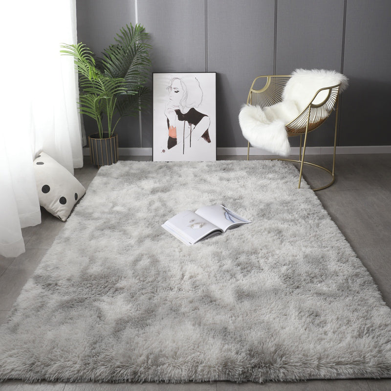 Nordic Living Room Rug Multi Color Plain Carpet Shag Anti-Slip Backing Machine Washable Rug