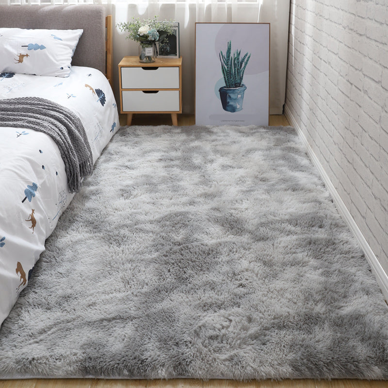 Scandinavian Solid Color Rug Multi-Color Fluffy Area Carpet Non-Slip Backing Machine Washable Rug for Bedroom