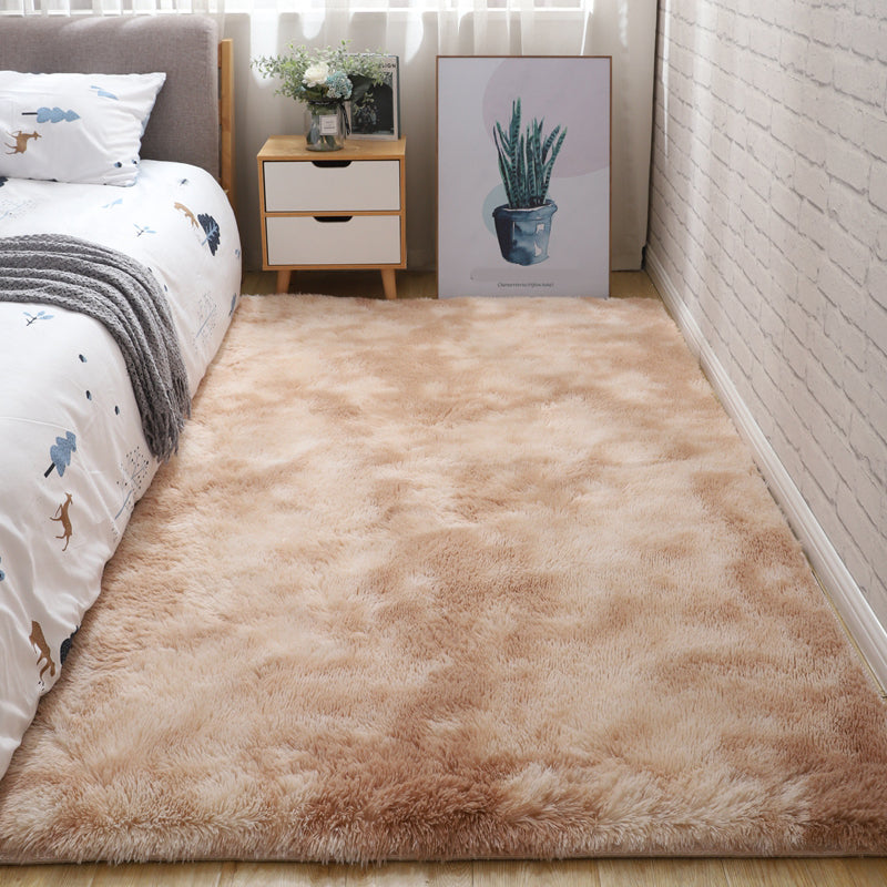 Scandinavian Solid Color Rug Multi-Color Fluffy Area Carpet Non-Slip Backing Machine Washable Rug for Bedroom