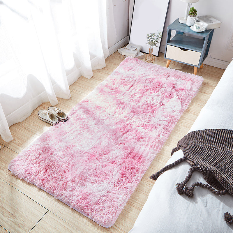 Einfacher Teppich mit Batikmuster, mehrfarbiger Shag-Bereichsteppich, rutschfeste Rückseite, pflegeleichter Teppich zur Dekoration