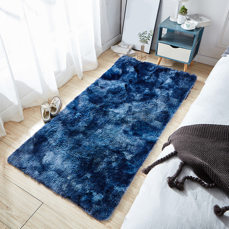 Einfacher Teppich mit Batikmuster, mehrfarbiger Shag-Bereichsteppich, rutschfeste Rückseite, pflegeleichter Teppich zur Dekoration