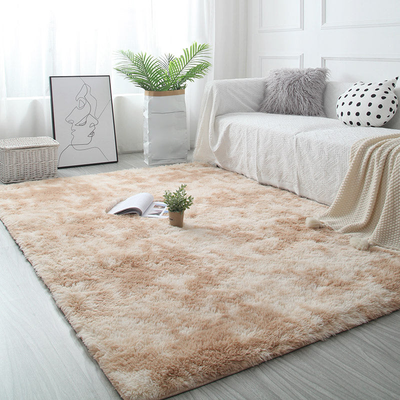 Multi Colored Stripe Print Rug Faux Wool Relaxing Area Rug Non-Slip Pet Friendly Carpet for Decoration