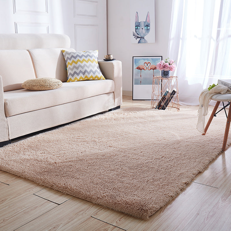 Multi Colored Stripe Print Rug Faux Wool Relaxing Area Rug Non-Slip Pet Friendly Carpet for Decoration