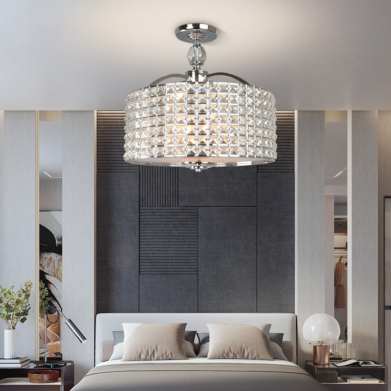 Apparecchiatura a soffitto tamburo Crystal contemporaneo a 3 luci cromata/semi -ruscinitura Black Mount Light con diffusore acrilico