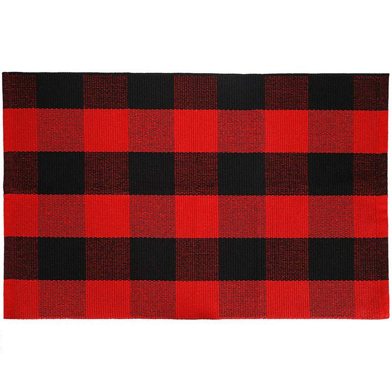 Simple Multi Color Classic Rug Cotton Blend Plaid Printed Carpet Machine Washable Easy Care Indoor Rug for Decoration