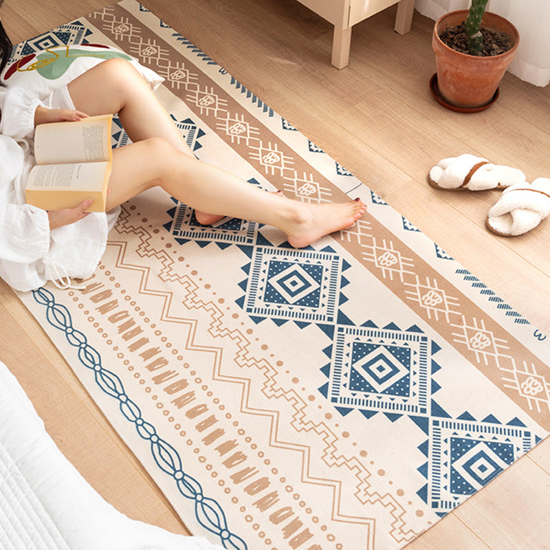 Southwestern Bedroom Rug Multi Color Tribal Pattern Area Rug Cotton Blend Machine Washable Stain-Resistant Carpet