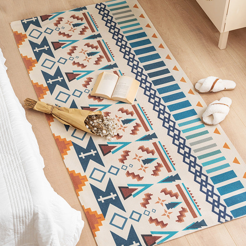 Southwestern Bedroom Rug Multi Color Tribal Pattern Area Rug Cotton Blend Machine Washable Stain-Resistant Carpet