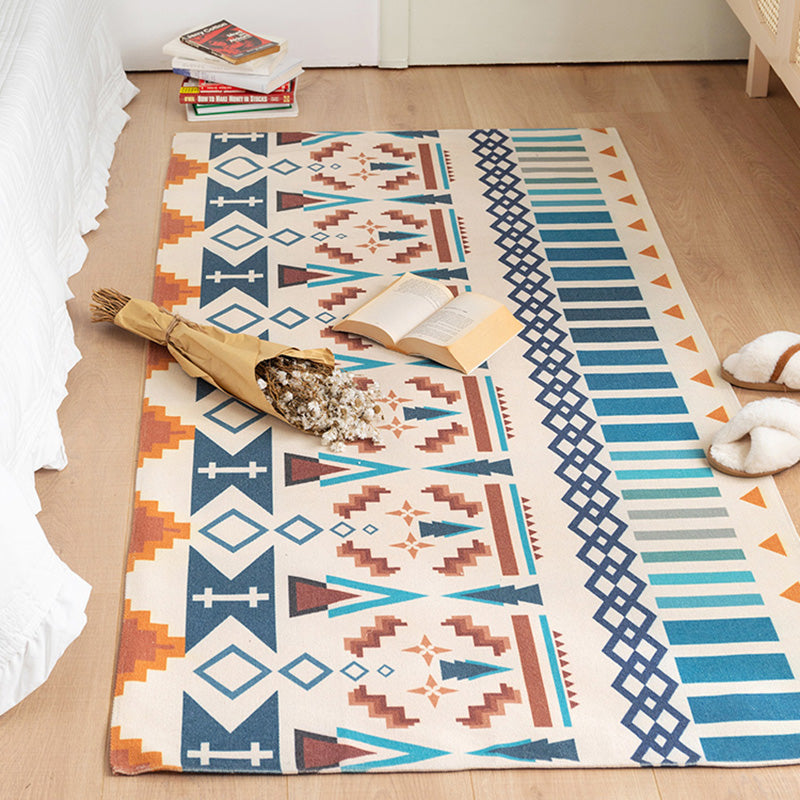Mehrfarbiger Vintage-Teppich Baumwollmischung Stammes Totem in Indoor Teppich Umweltwaschbarer Teppich für Wohnkultur