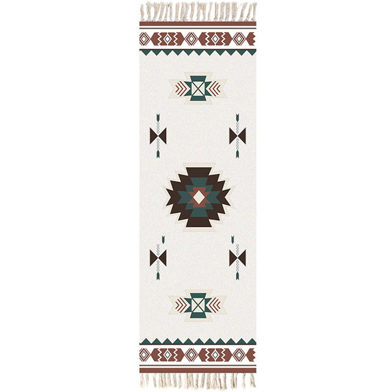 Moroccan Room Rug Multi-Color Tribal Totem Rug Cotton Blend Washable Hand Twisted Carpet with Tassel