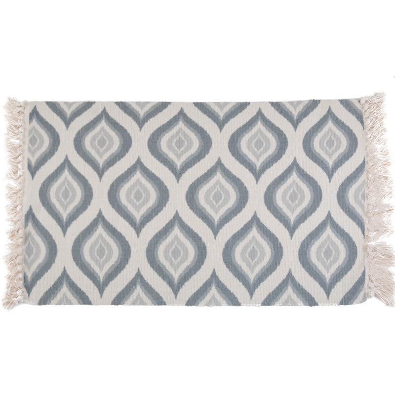 Retro Bedroom Rug Multi-Colored Geometric Printed Area Carpet Weave Machine Washable Rug with Fringe