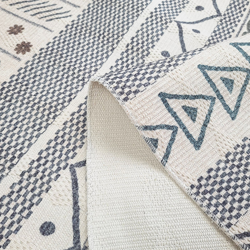 Multi-Colored Living Room Rug Moroccan Geometric Print Carpet Cotton Blend Machine Washable Braided Area Rug