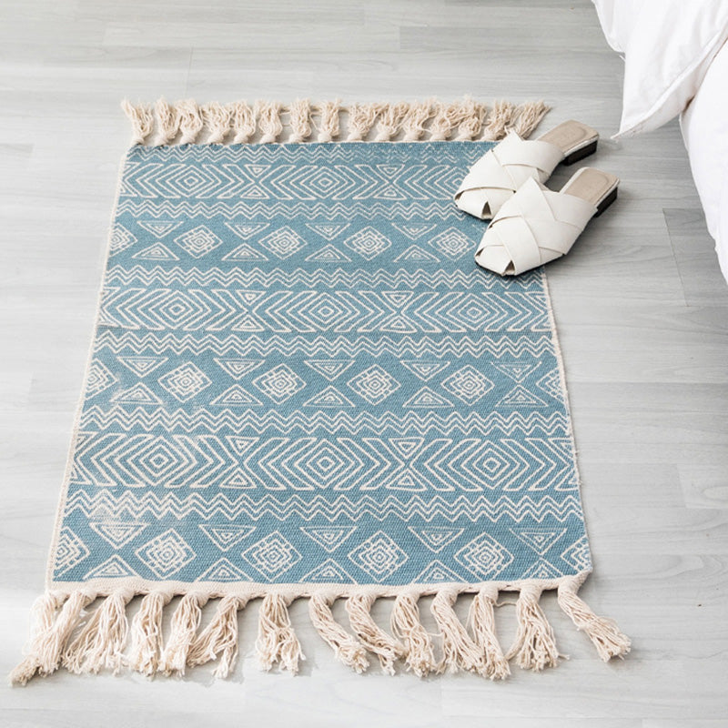 Rapis boho multi-couleurs Mélange de coton Southwestern Modèle Tapis à main le tapis lavable de machine à main avec gland pour la décoration