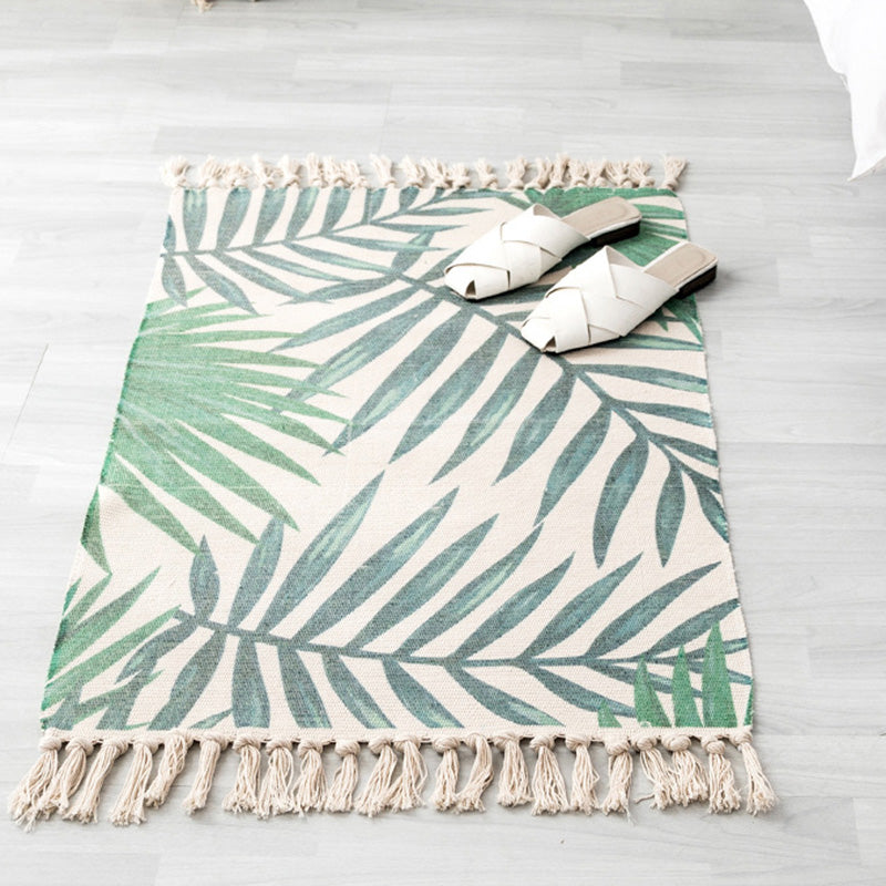 Multi Color Boho Rug Cotton Blend Southwestern Pattern Carpet Handmade Machine Washable Rug with Tassel for Decoration