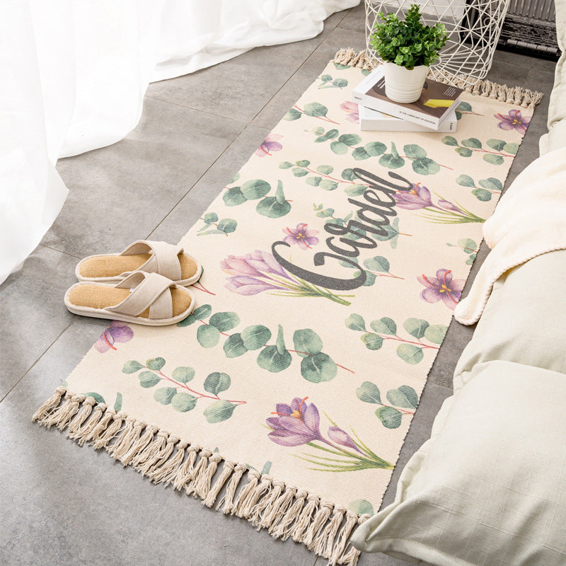 Tapis rétro multi-couleurs relaxant Machine de tapis à motifs de coton Machine intérieure lavable avec gland pour décor