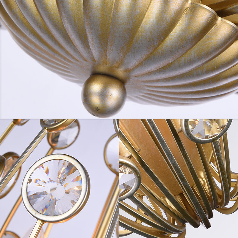 APELIZACIÓN DE METAL Y CRISTAL PEACOCK LIGHTIVE MODERNO 3 LUCHOS CHAMPAGNE LIGHT MONTADO