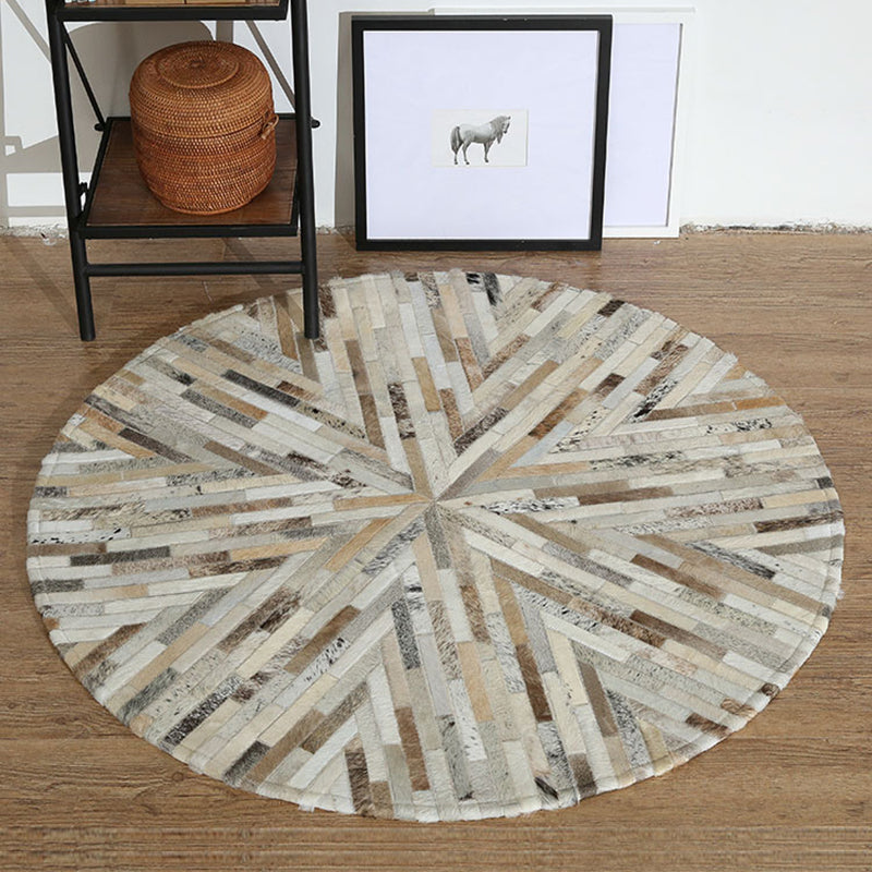 Multi Color Modern Rug Cowhide Geometric Print Carpet Pet Friendly Washable Indoor Rug for Living Room