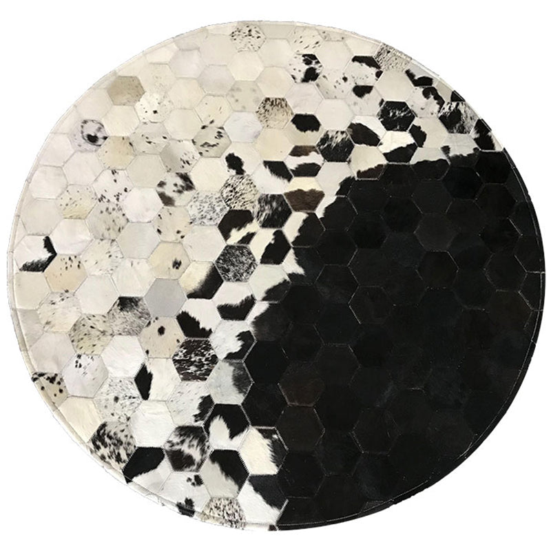 Multi Colored Geometric Printed Rug Cowhide Nordic Area Rug Easy Care Pet Friendly Carpet for Living Room