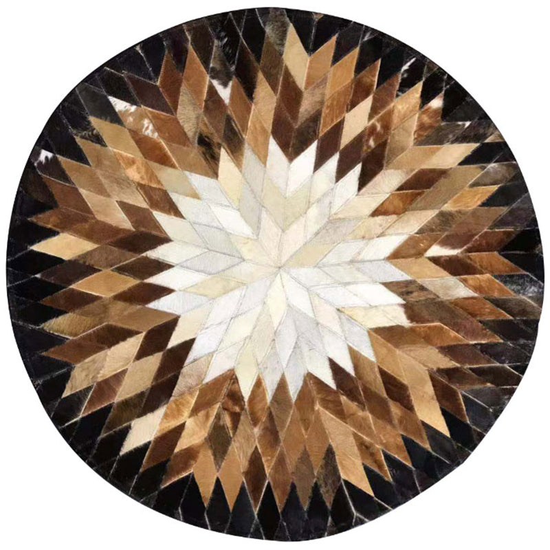 Multi Colored Geometric Printed Rug Cowhide Nordic Area Rug Easy Care Pet Friendly Carpet for Living Room