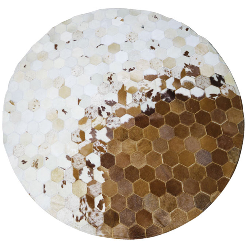 Multi Colored Geometric Printed Rug Cowhide Nordic Area Rug Easy Care Pet Friendly Carpet for Living Room