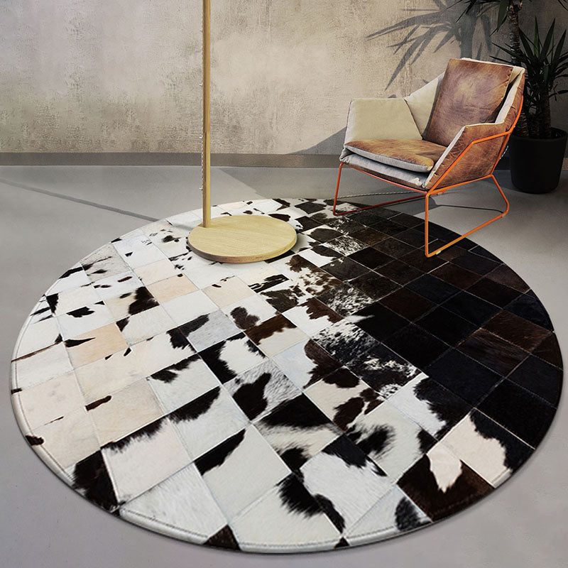 Unique Multi Color Geometric Rug Cowhide Modern Area Carpet Stain-Resistant Pet Friendly Rug for Parlor