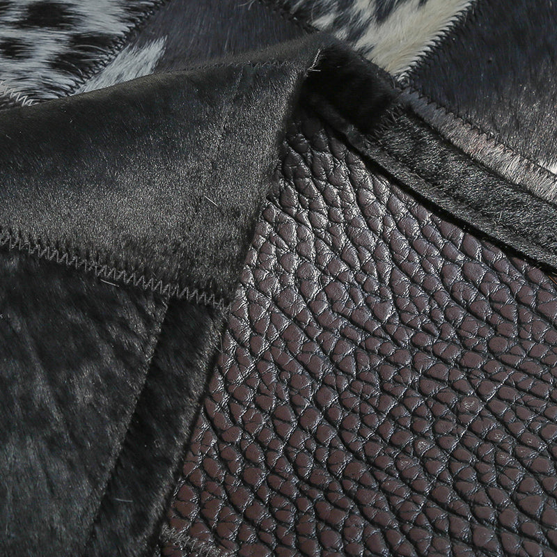 Unique Multi Color Geometric Rug Cowhide Modern Area Carpet Stain-Resistant Pet Friendly Rug for Parlor