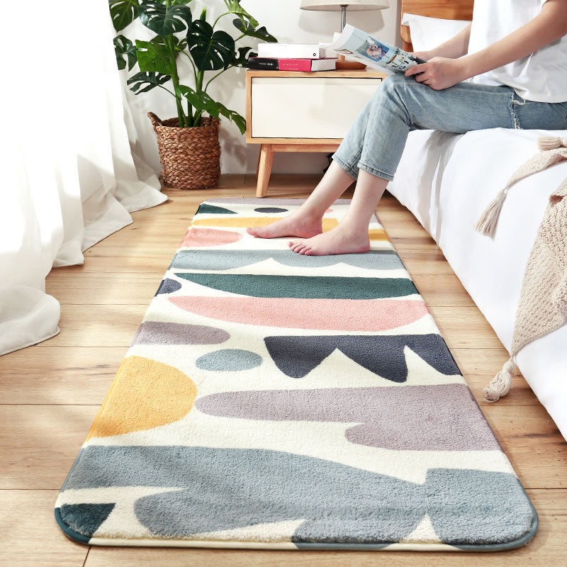Trendy Plant Pattern Rug Multi-Color Lamb Wool Indoor Rug Anti-Slip Backing Easy Care Carpet for Decoration
