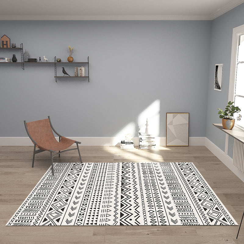 Beige Marokkaans vloerkleed Polypropyleen streeppatroon Indoor Rug Anti-slip Achterstijl Stain-resistente wasbaar Wasbaar Tapijt voor Kamer