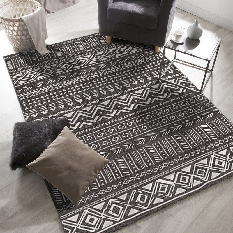 Ethnic Geometric Printed Rug Multi Colored Cotton Blend Indoor Rug Pet Friendly Easy Care Area Carpet for Living Room