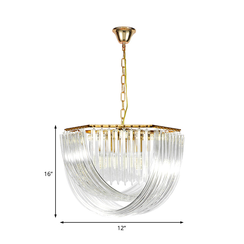 Hexagon Chandelier Light Contemporary Sleek Contoured Crystal 4 Lights Gold Ceiling Light, 12"/19.5" Wide