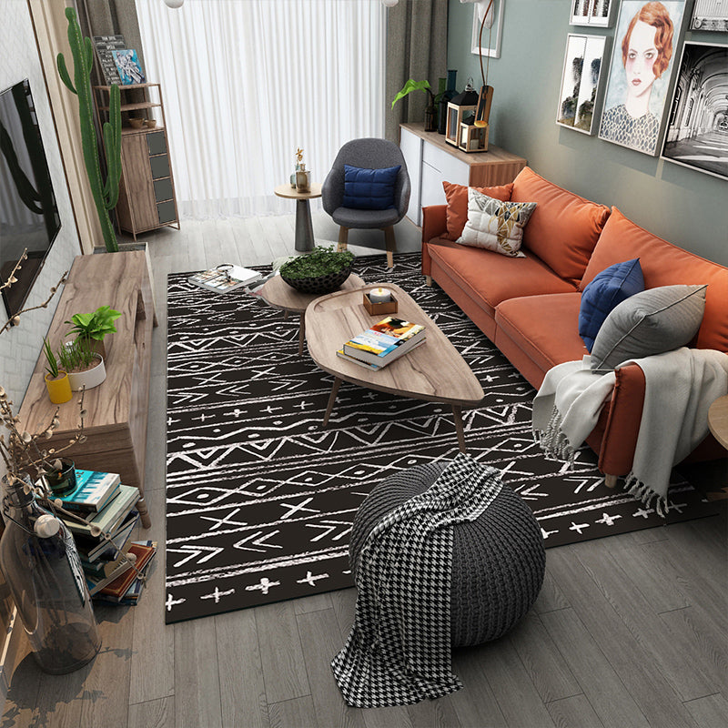 Veelkleurige boho tapijt katoen mengsel geometrisch bedrukte gebied tapijt machine wasbare gemakkelijke eenvoudige verzorging niet-slip tapijt voor slaapkamer