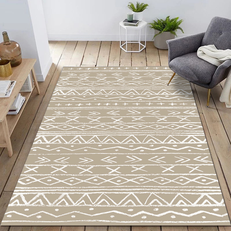 Veelkleurige boho tapijt katoen mengsel geometrisch bedrukte gebied tapijt machine wasbare gemakkelijke eenvoudige verzorging niet-slip tapijt voor slaapkamer
