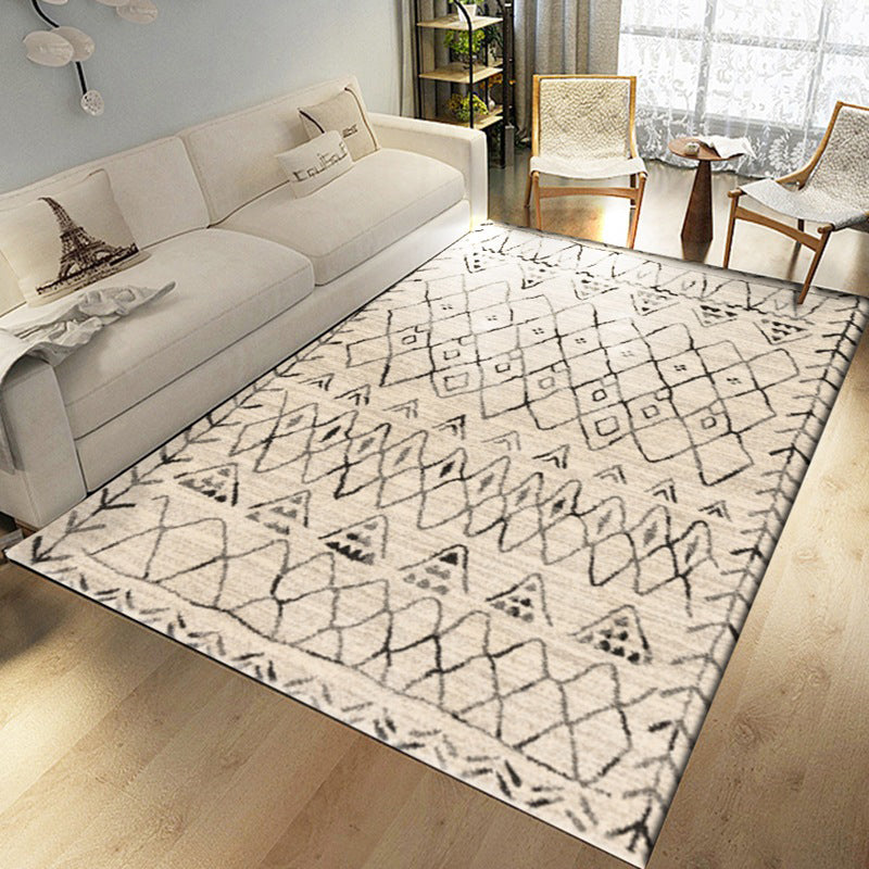Multi-Colored Room Rug Western Geometric Pattern Area Rug Polypropylene Anti-Slip Backing Pet Friendly Washable Carpet