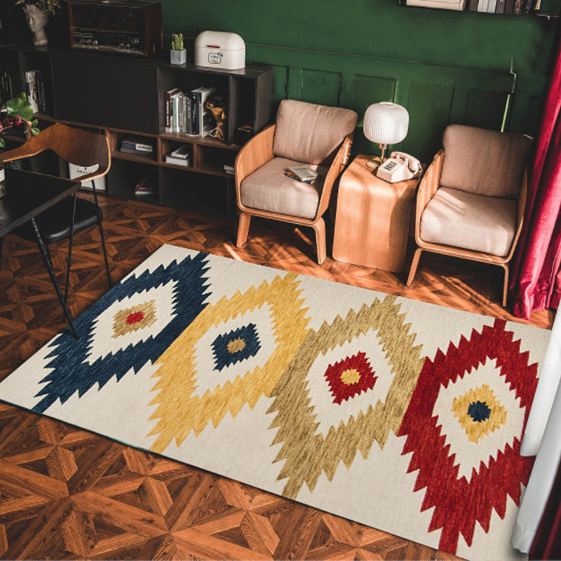 Multi-gekleurde americana tapijt polyster geo patroon binnen tapijt huisdiervriendelijke niet-slip achterste ruggebied tapijt voor decoratie