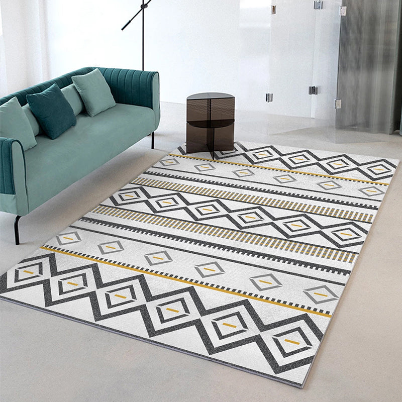 Simple Boho Rug Multi Color Geo Printed Area Rug Pet Friendly Washable Anti-Slip Backing Carpet for Room