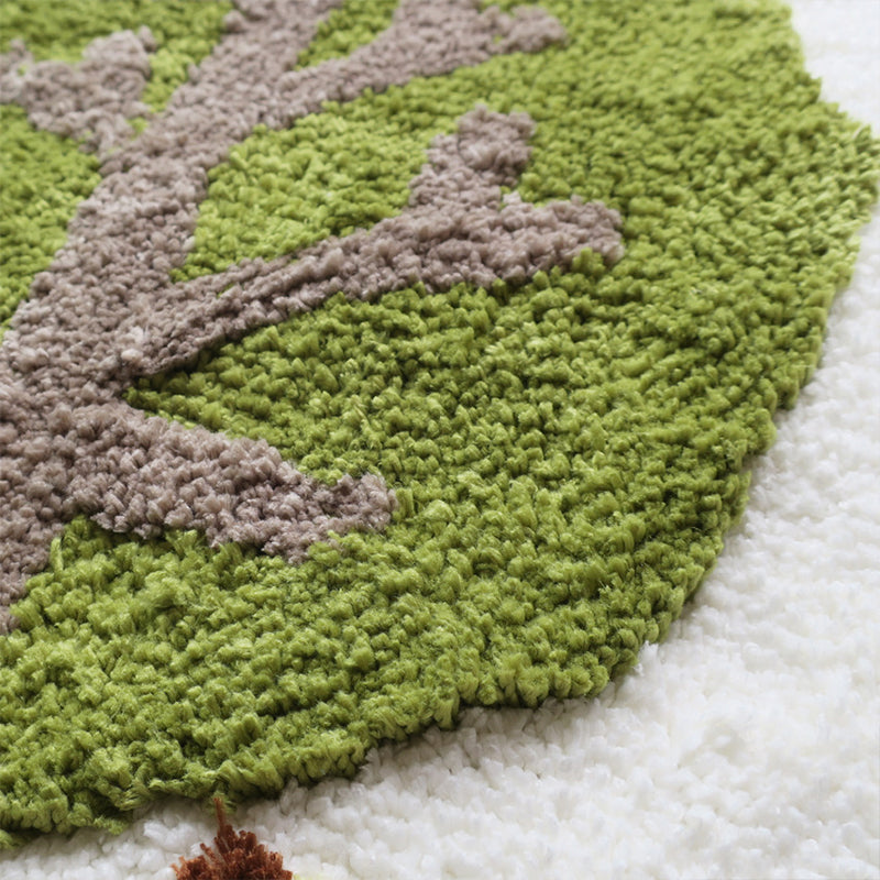 Casual Plant Patterned Rug Multi-Color Polyster Carpet Anti-Slip Backing Pet Friendly Washable Indoor Rug for Bedroom
