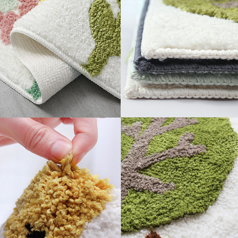 Casual Plant Patterned Rug Multi-Color Polyster Carpet Anti-Slip Backing Pet Friendly Washable Indoor Rug for Bedroom