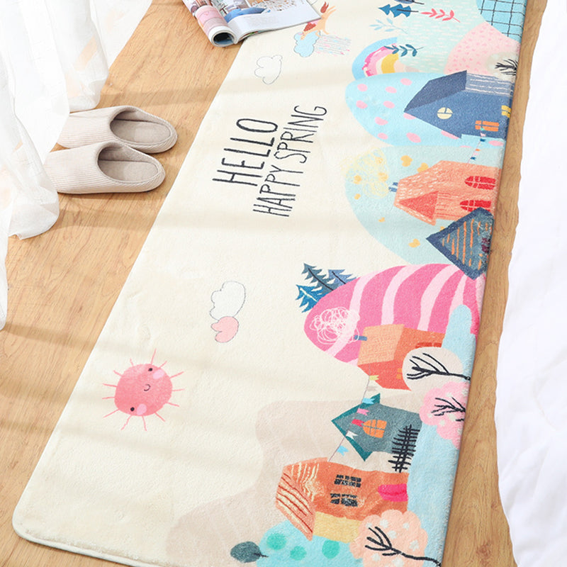 Trendy Bedroom Rug Multi-Colored Fairy Tale Print Carpet Blended Non-Slip Backing Washable Indoor Rug