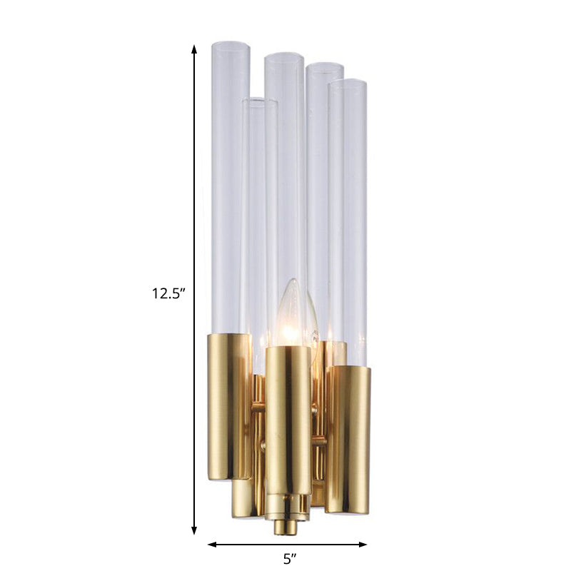 Postmoderne 1 Lumière Gamique Lumière avec Flute Crystal Shade Gold Candelabra Mur Mount Lumière