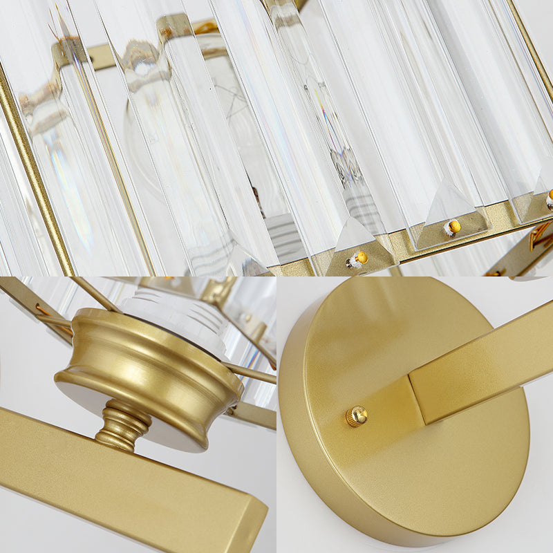 Mount mural cube Light Postmodern Crystal Block 1 Light Bedroom Applexice Light avec laiton / plaque arrière noire