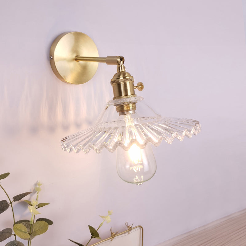 Ein-Bulb-Wandleuchte Vintage schattierte klare Glaswandlampe für Schlafzimmer